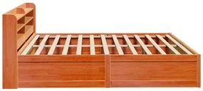 Estrutura cama c/ cabeceira 200x200cm pinho maciço castanho-mel