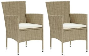 Cadeiras de jantar para jardim 2 pcs vime PE bege