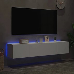 Móveis de parede p/ TV com luzes LED 2 pcs 80x35x31 cm branco