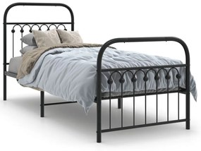 Estrutura de cama com cabeceira e pés 80x200 cm metal preto