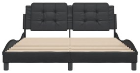 Estrutura cama c/ cabeceira 160x200 cm couro artificial preto