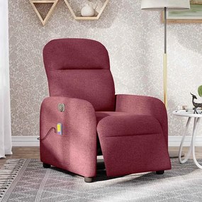 Poltrona reclinável de massagens elétrica tecido vermelho tinto
