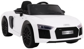 Carro elétrico para Crianças 12V AUDI R8 Spyder RS Rodas EVA, Assento de couro Branco