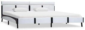 Estrutura de cama c/ LED couro artificial 180x200 cm branco