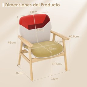Poltrona moderna estofada com braços laterais, encosto espaçoso, almofada acolchoada com espuma, madeira e borracha; ideal para sala de estar, escritó