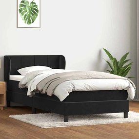 vidaXL Cama com molas/colchão preto 80x210 cm veludo