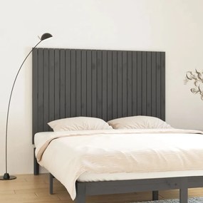 vidaXL Cabeceira de parede 166x3x110 cm madeira de pinho maciça cinza