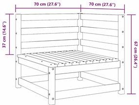 3 pcs conjunto lounge de jardim pinho maciço castanho mel