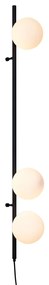 Candeeiro de Parede de Design Preto com Vidro Fosco 3-Luzes - Vertical Design