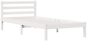 Cama com Cabeceira vidaXL Branca 80x220 cm Madeira Sólida Pinus