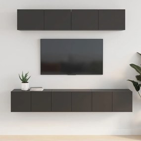 Conjunto móveis de TV 5 pcs madeira processada preto