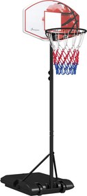 SPORTNOW Cesto de basquete ajustável em altura, independente, com rede e rodas, base grande, 179-209 cm, plástico, aço | Aosom Portugal