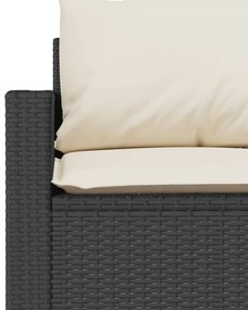 6 pcs conjunto sofás de jardim c/ almofadões vime PE preto