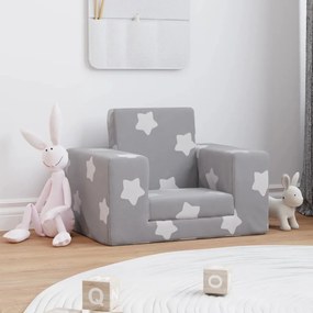 Sofá infantil de c/ estrelas pelúcia cinzento-claro