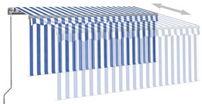 Toldo retrátil manual com estore 3,5x2,5 m azul e branco