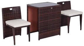 Outsunny Conjunto de mobiliário de exterior 1 Mesa e 2 Cadeiras cor Castanho | Aosom Portugal
