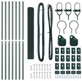 Conjunto de Poste de Cerca Conjunto de 2 Verde Metal 10 x 1 m