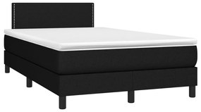 Cama box spring c/ colchão e LED 120x200 cm tecido preto