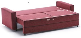 Sofá-Cama de 3 Lugares Ece – Vermelho Claret – 215 x 88 x 90 cm
