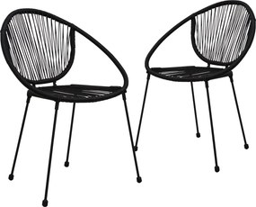 vidaXL Cadeiras de jardim 2 pcs vime de PVC preto