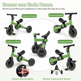 Bicicleta Infantil 5 em 1, 66 x 48,5 x 51,5 cm, Dobrável, Verde