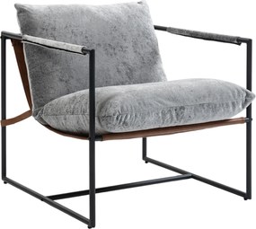 HOMCOM Poltrona de sala, poltrona de apoio estofada em veludo estampado, assento largo e estrutura em aço, 77x91x80cm, cinzento | Aosom Portugal