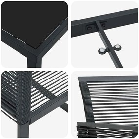Conjunto de Jantar de Jardim de 7 Peças em Rattan Preto