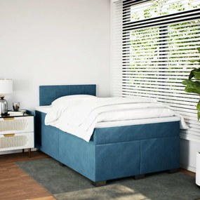 Cama boxspring com colchão 120x200 cm veludo azul-escuro