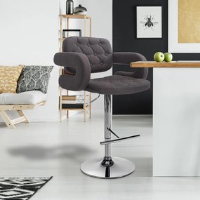 Banco de bar Dublin em tecido e com estrutura cromada 62 x 103-123 x 55 cm Cinzento escuro