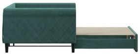 Sofá-cama com gavetão 100x200 cm veludo verde-escuro