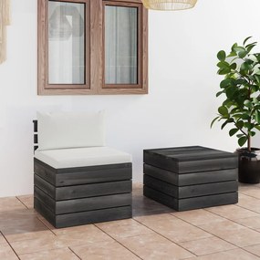 vidaXL 2 pcs conjunto lounge de paletes com almofadões pinho maciço