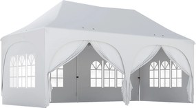 Outsunny Tenda Dobrável 6x3 m Pop-up com 4 Painéis Removíveis Altura Ajustável e Bolsa de Transporte Branco | Aosom Portugal