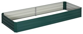 Outsunny Caixa de Plantio de Aço Galvanizado para Cultivar Plantas Flores Ervas com Fundo Aberto 180x90x30 cm / 241x90,5x30 cm Verde