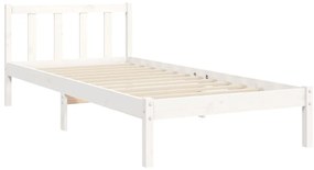 Cama sem colchão 100x200 cm madeira de pinho maciça branco
