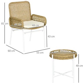 Conjunto Bistro de Mesa e Cadeiras para Exterior - 3 Peças