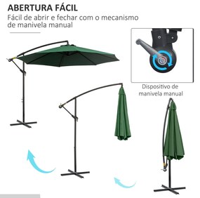 Outsunny Chapéu de Sol de Jardim Ø295x245cm Chapéu de Sol Excêntrico I