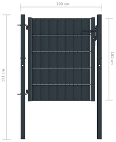 Portão de cerca 100x101 cm PVC e aço antracite