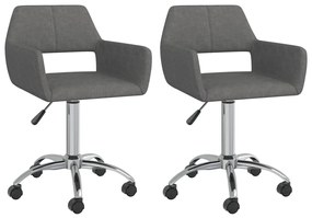 vidaXL Cadeiras de jantar giratórias 2 pcs tecido cinzento-escuro