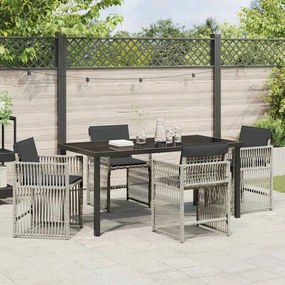 Conjunto de Jantar para Jardim com 5 Peças e Almofadas Cinza Claro