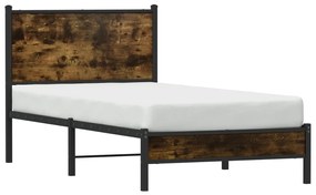 Estrutura de cama com cabeceira 90x200 cm metal carvalho fumado