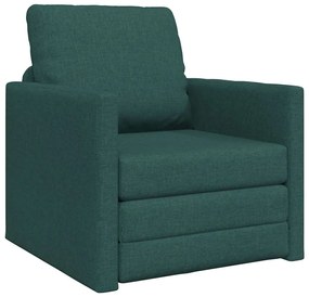 Sofá Cama 2-em-1 Verde Escuro 74x77x81 cm Tecido