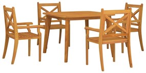 5 pcs conjunto de jantar para jardim madeira de acácia maciça