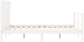 Cama sem colchão 140x200 cm madeira de pinho maciça branco