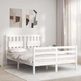 3194312 vidaXL Estrutura de cama com cabeceira 140x200cm madeira maciça branco