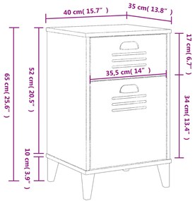 Mesa de cabeceira VIKEN madeira de pinho maciça branco