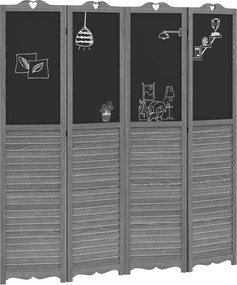 HOMCOM Biombo Separador de Ambientes Dobrável de 4 Painéis de Madeira com Quadros 162x172 cm Cinzento | Aosom Portugal