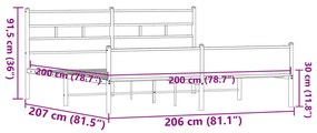 Estrutura cama sem colchão 200x200cm metal carvalho castanho