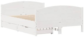 Cama sem colchão 140x200 cm madeira de pinho maciça branco
