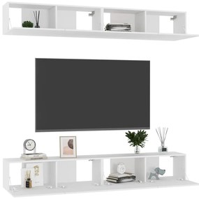 Móveis de TV 4 pcs 100x30x30 cm contraplacado branco