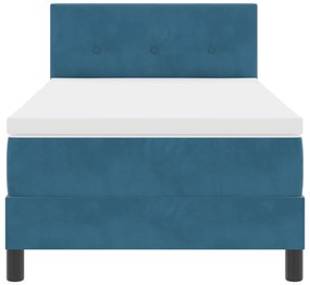 Cama Box Spring com Colchão Azul Escuro 100x200 cm Veludo